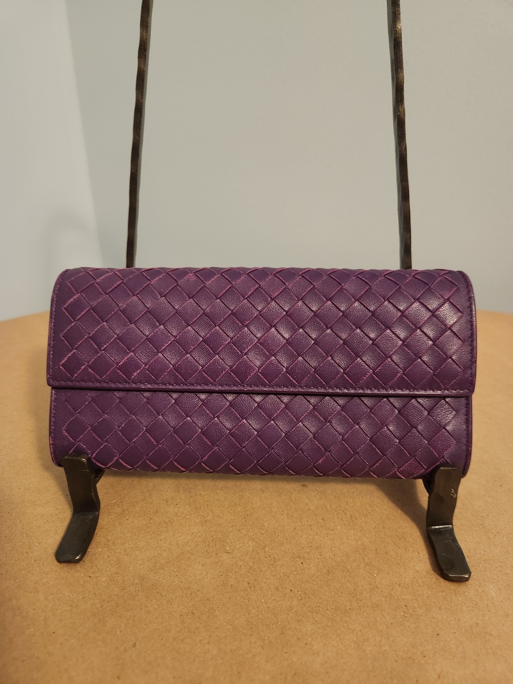 Bottega Veneta Intrecciato Leather Long Wallet In Purple